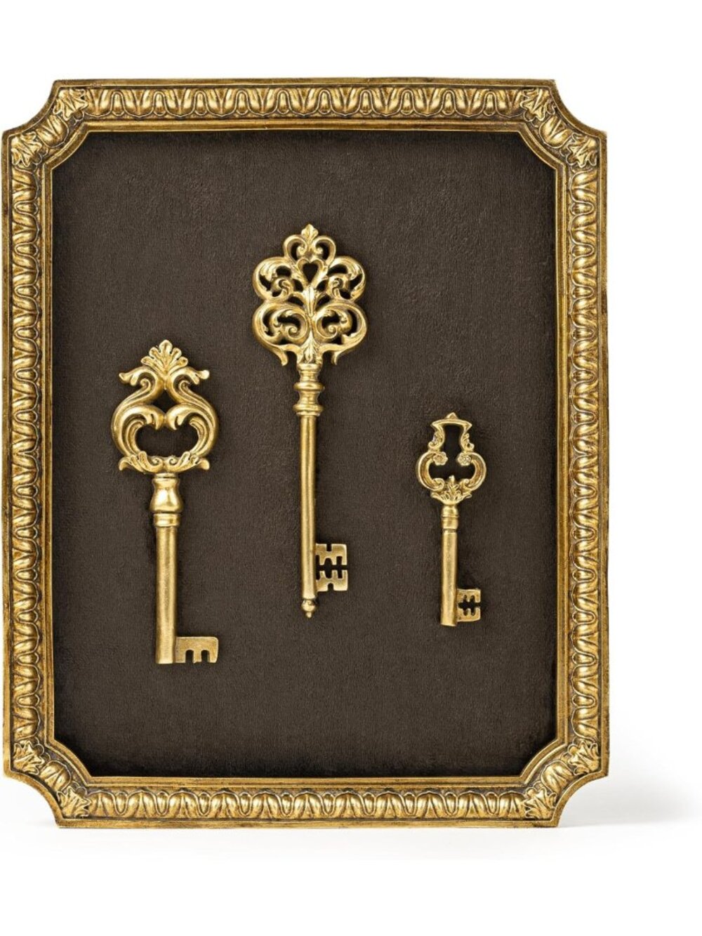 Vintage Antique Gold Wall Decor | Framed Skeleton Key Art | Unique Home Decor